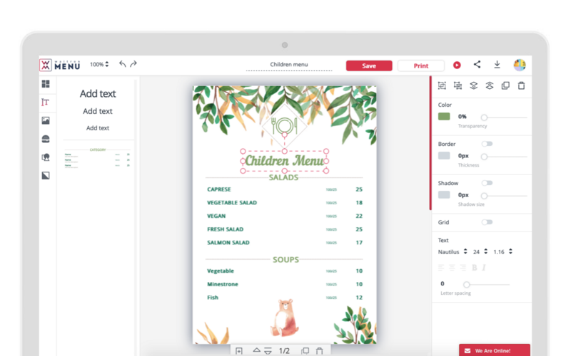 How to edit text on a menu